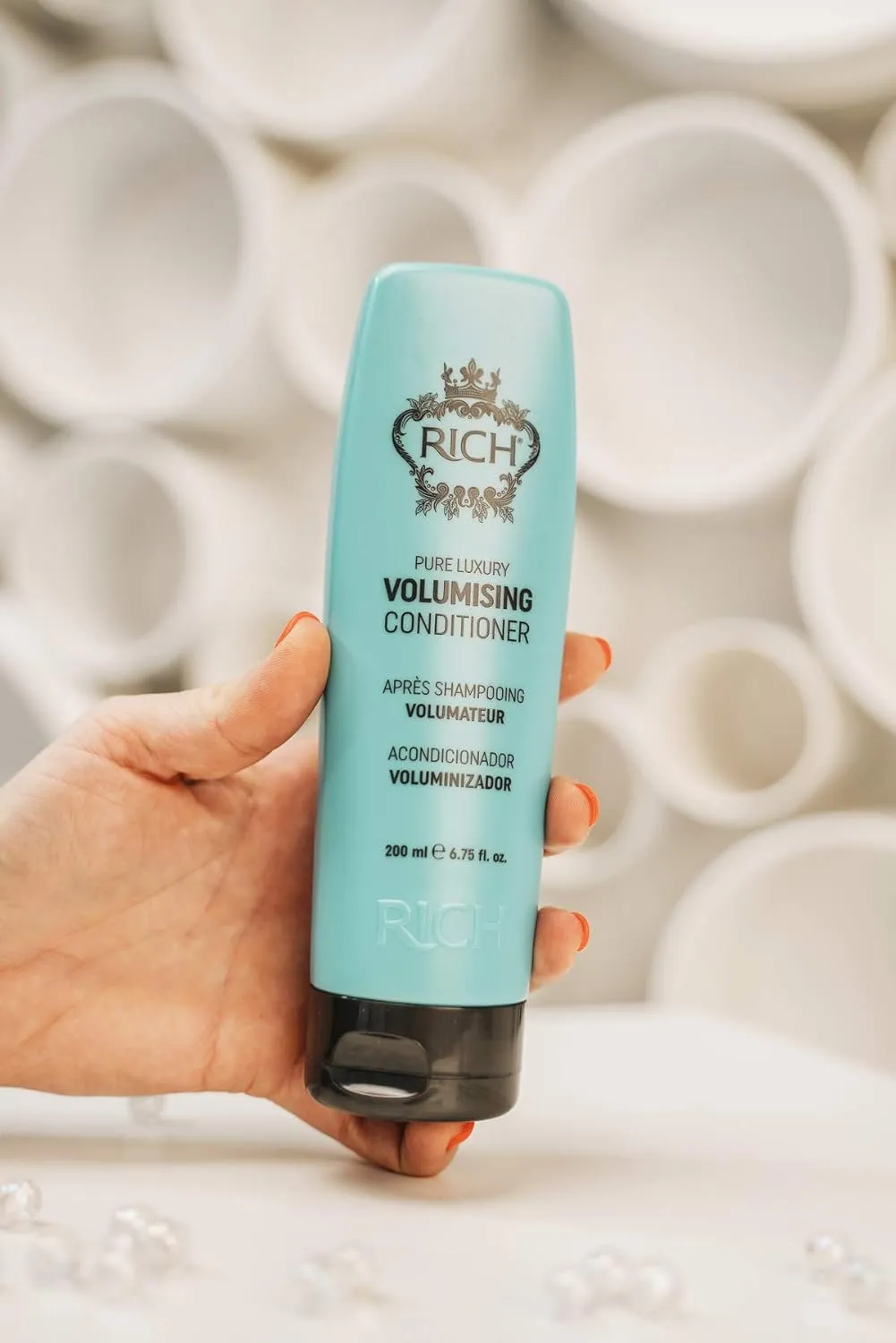 RICH Pure Luxury Volumizing Conditioner with Coconut Oil - Hair Thickening & Volume Conditioner for Fine & Flat Hair - Restores Softness & Shine, Fortifies & Strengthens Hair - 6.75 Oz