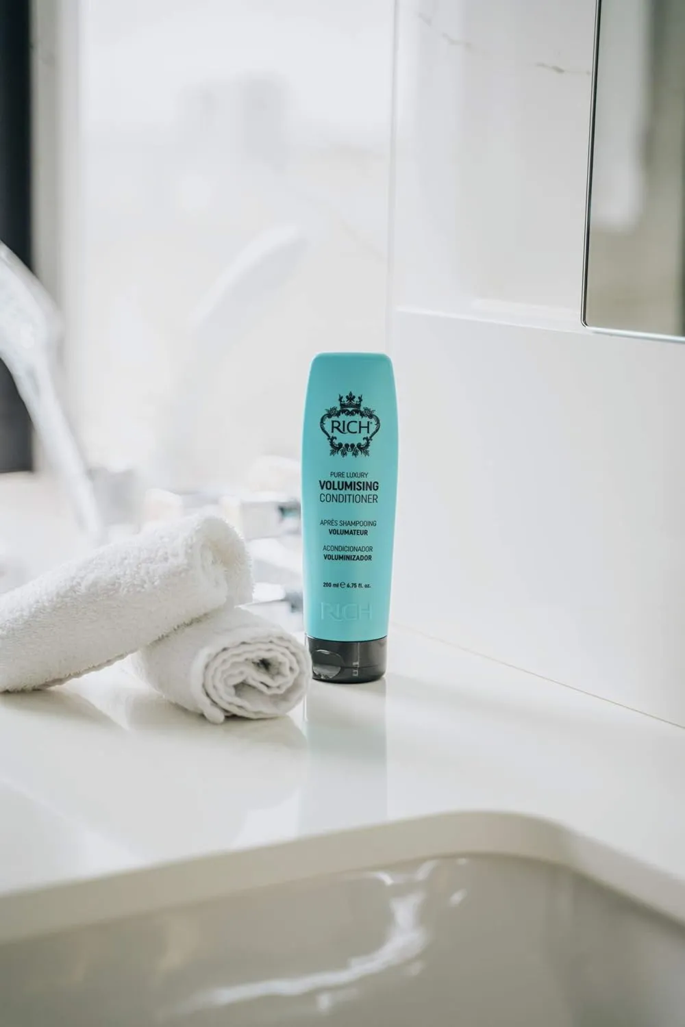 RICH Pure Luxury Volumizing Conditioner with Coconut Oil - Hair Thickening & Volume Conditioner for Fine & Flat Hair - Restores Softness & Shine, Fortifies & Strengthens Hair - 6.75 Oz