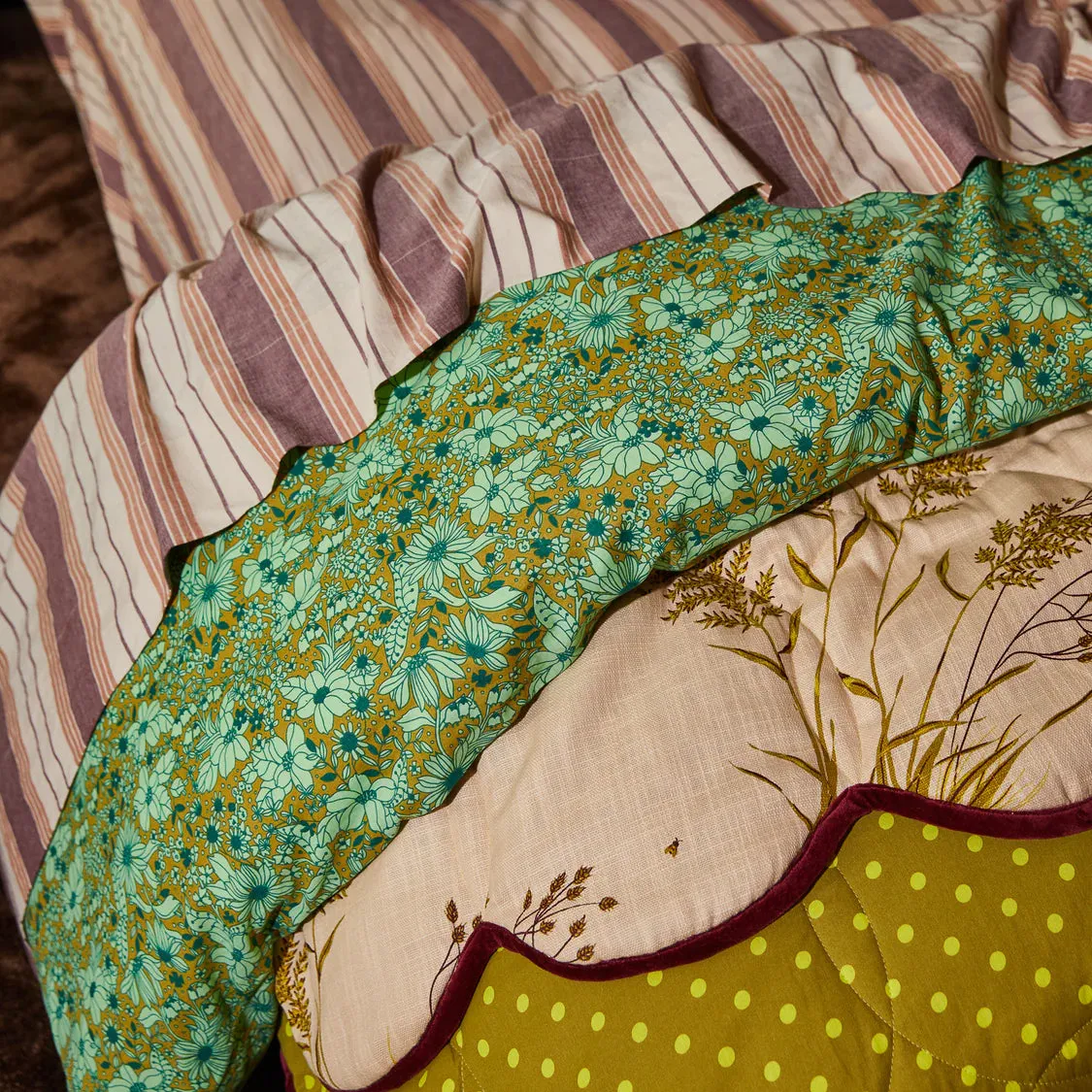 Sage X Clare Evette Cotton Quilt Cover | Olive King