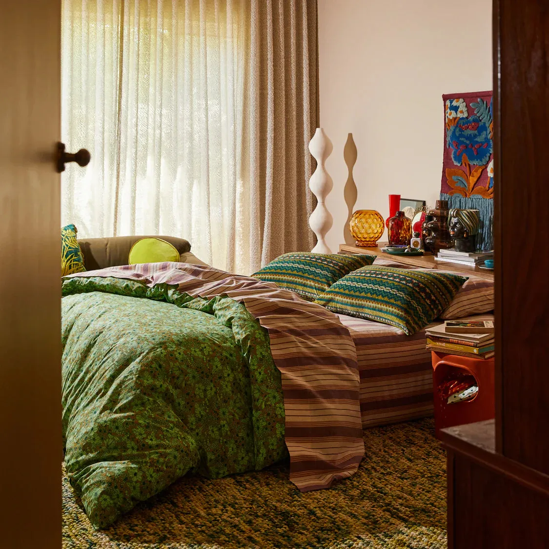 Sage X Clare Evette Cotton Quilt Cover | Olive King
