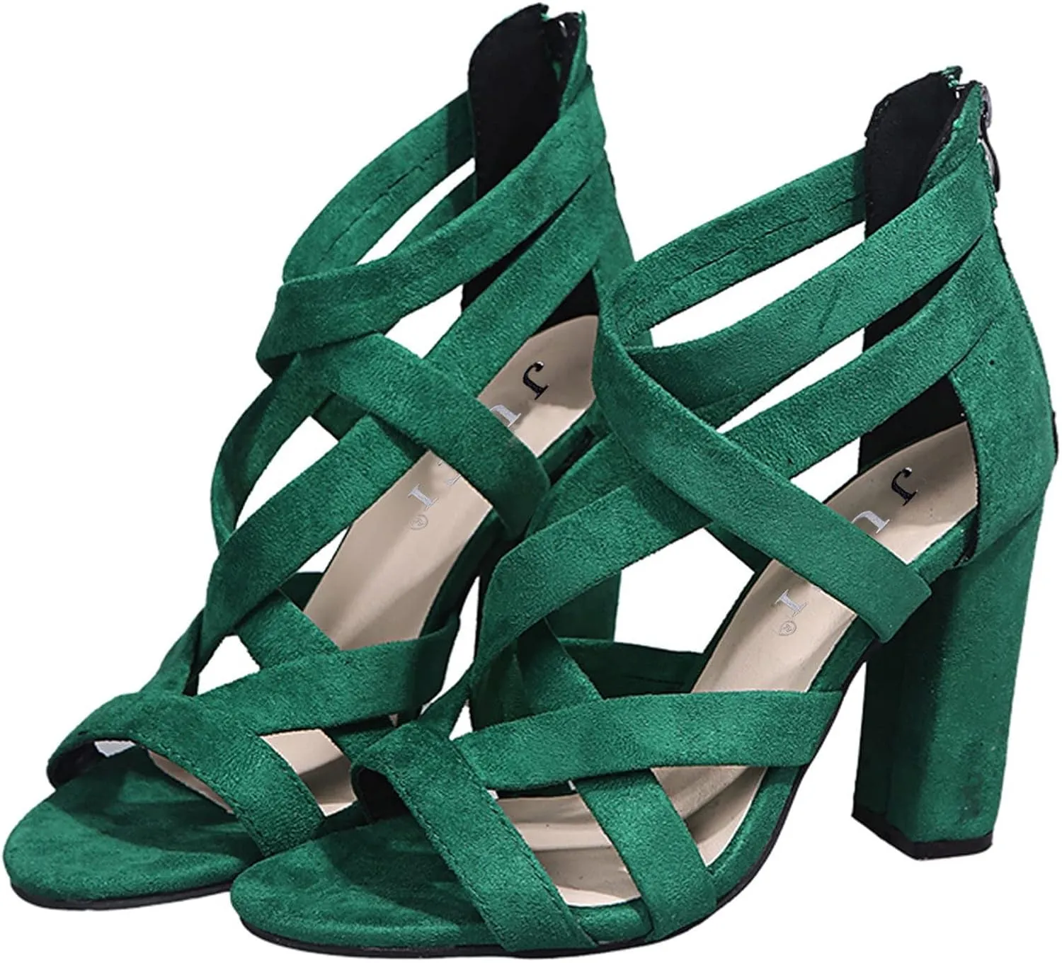 Sandals Toe Fashion Women Zipper Heels Open Breathable Casual Women's high heels Front Toe Insert