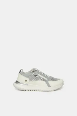Senior Girls Silver Glitter Trainer