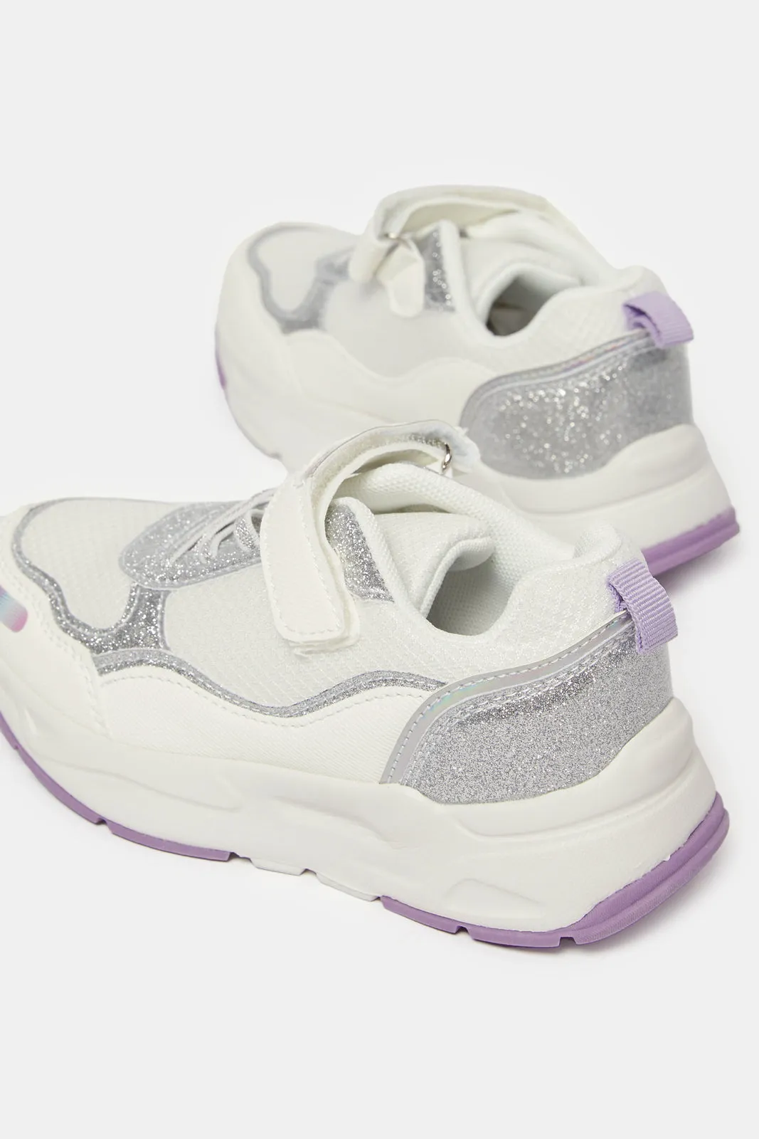 Senior Girls White Colour Block Trainer