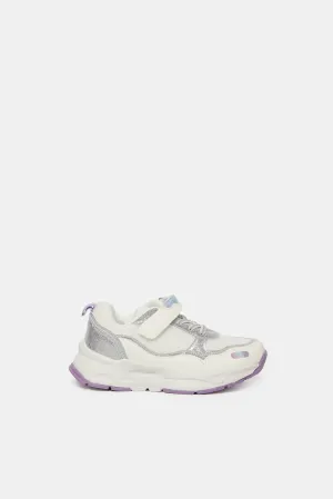 Senior Girls White Colour Block Trainer