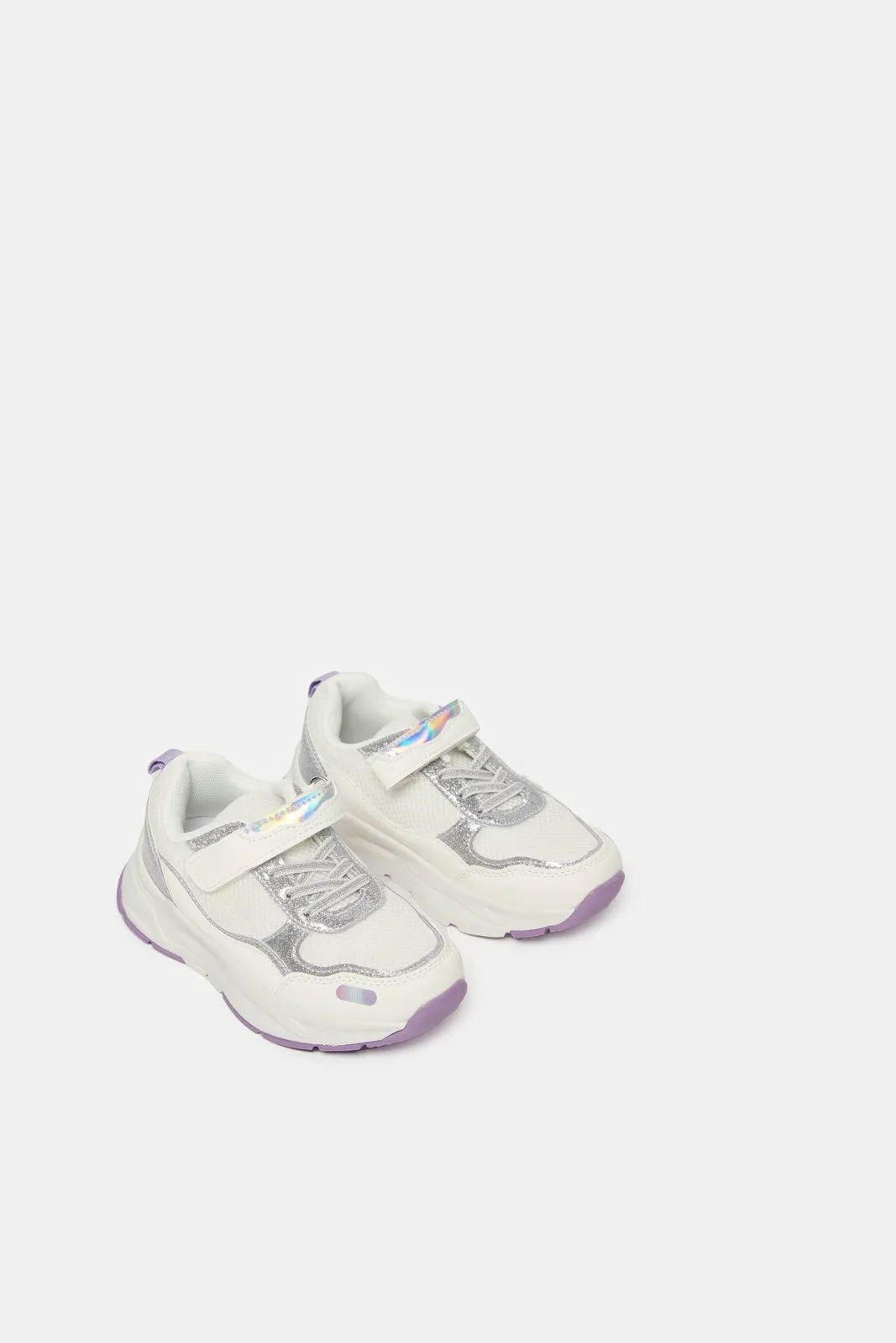 Senior Girls White Colour Block Trainer