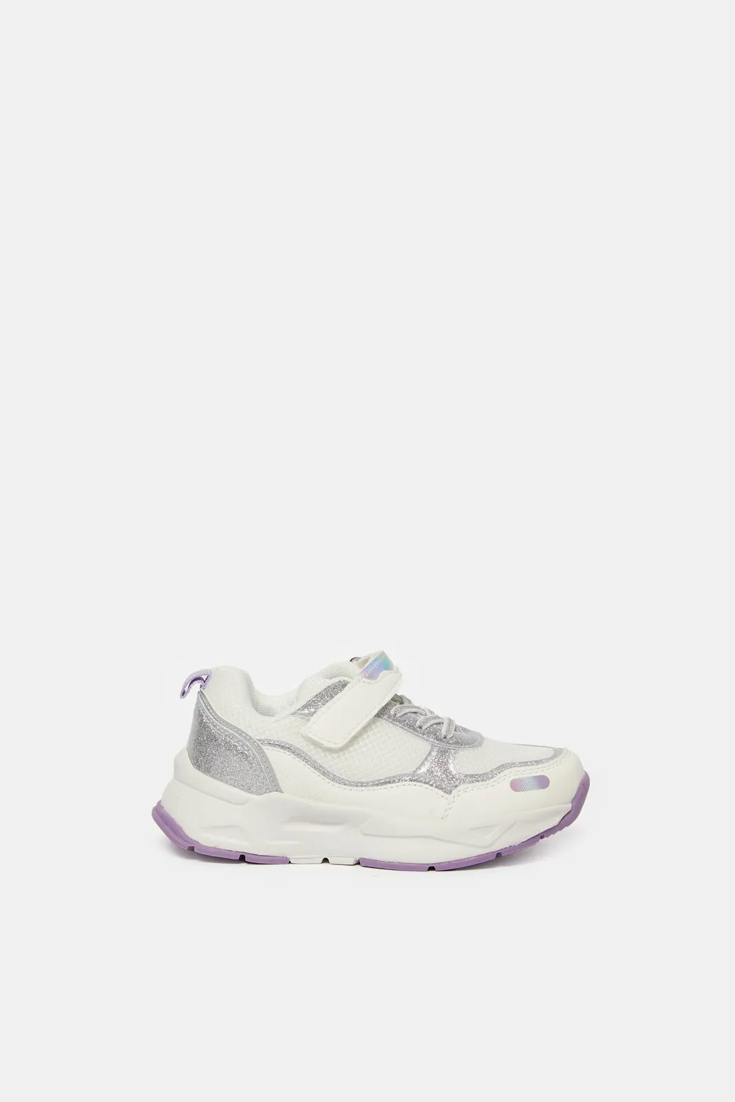 Senior Girls White Colour Block Trainer