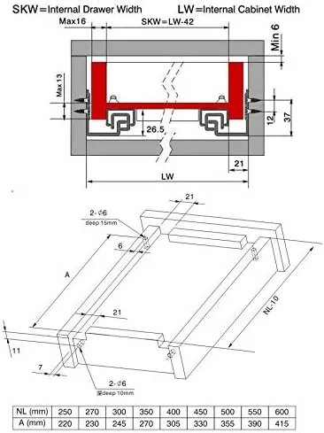 Slide and Bearing 1Pair Rebound Press Push to Open Under Mount Furniture Kitchen Bath Drawer Slide Rail Runner DTC 25KG 2-fold Half Extention - (Length: 12inches 300MM)