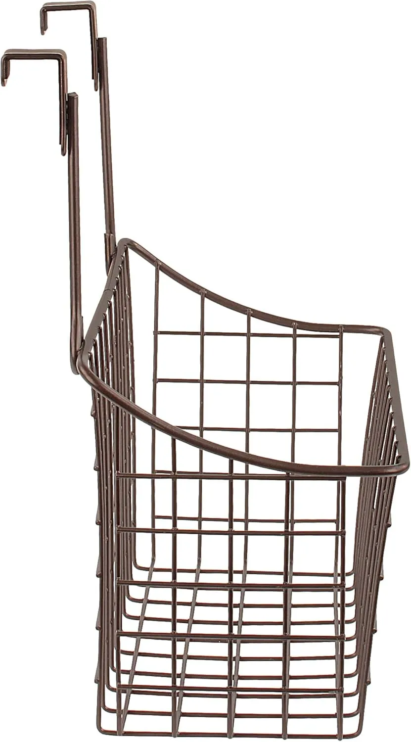 Spectrum Hanging Baskets for Organizing (Medium, Bronze) - Grid Over the Cabinet Wire Basket for Kitchen or Bathroom - Door Hanging Storage Organizer for Cleaning Supplies, Washcloths, & Hand Towels