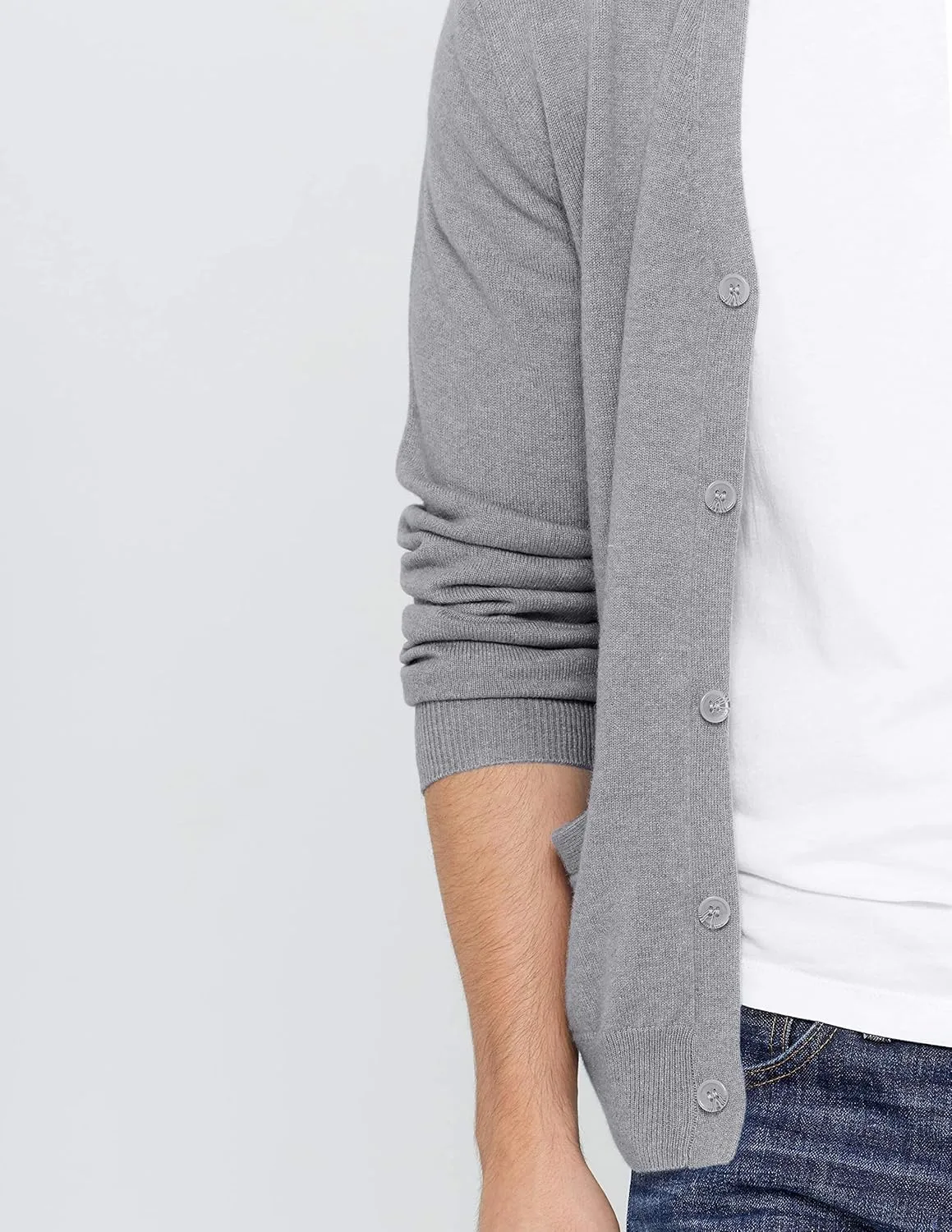 State Cashmere Men's 100% Pure Cashmere Button Front Long Sleeve Cardigan Sweater
