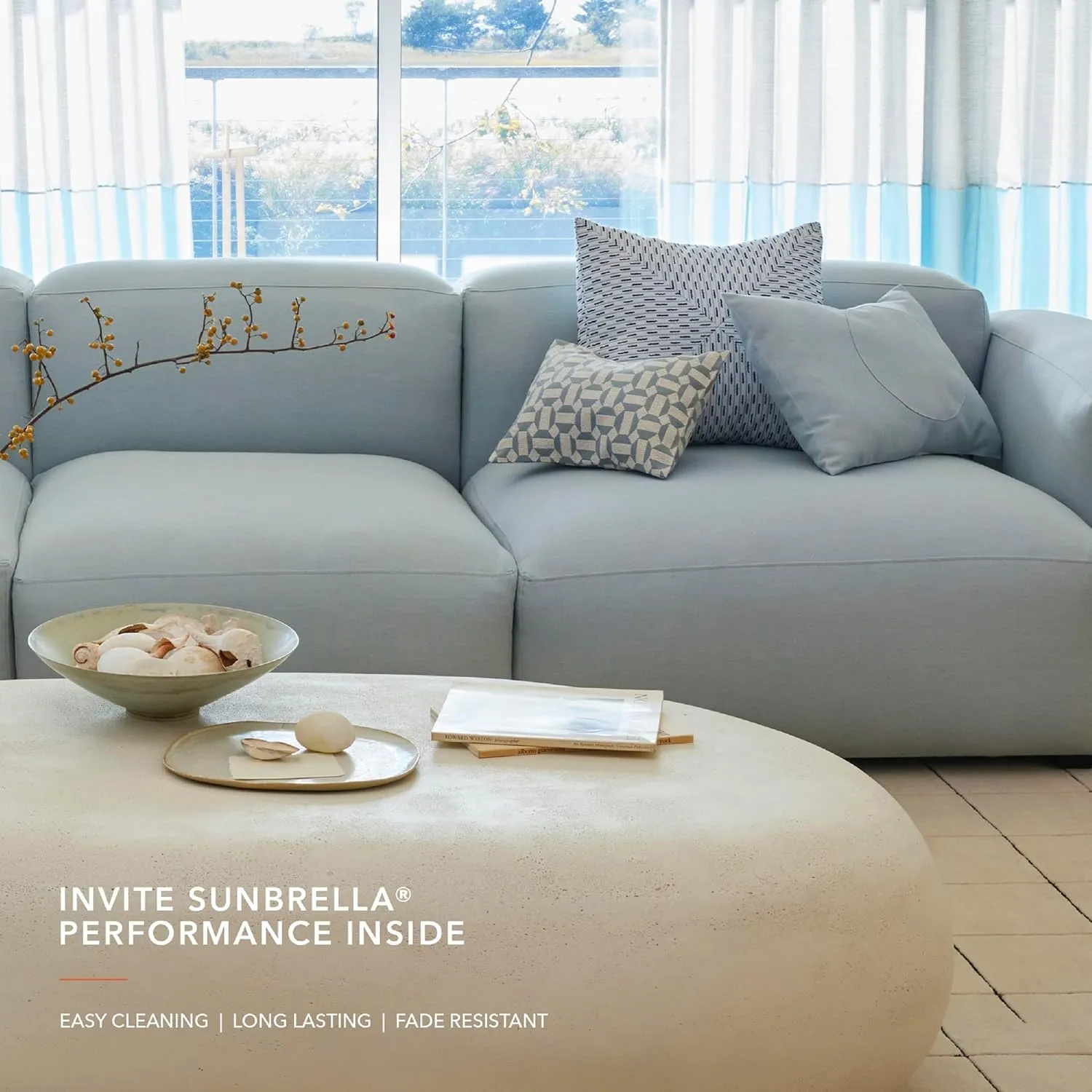 Sunbrella Solid Fabric by The Yard | Official Sunbrella Seller | Indoor or Outdoor Upholstery Fabric for Chairs, Cushions, Drapery, Pillows, Furniture | Bliss Sand
