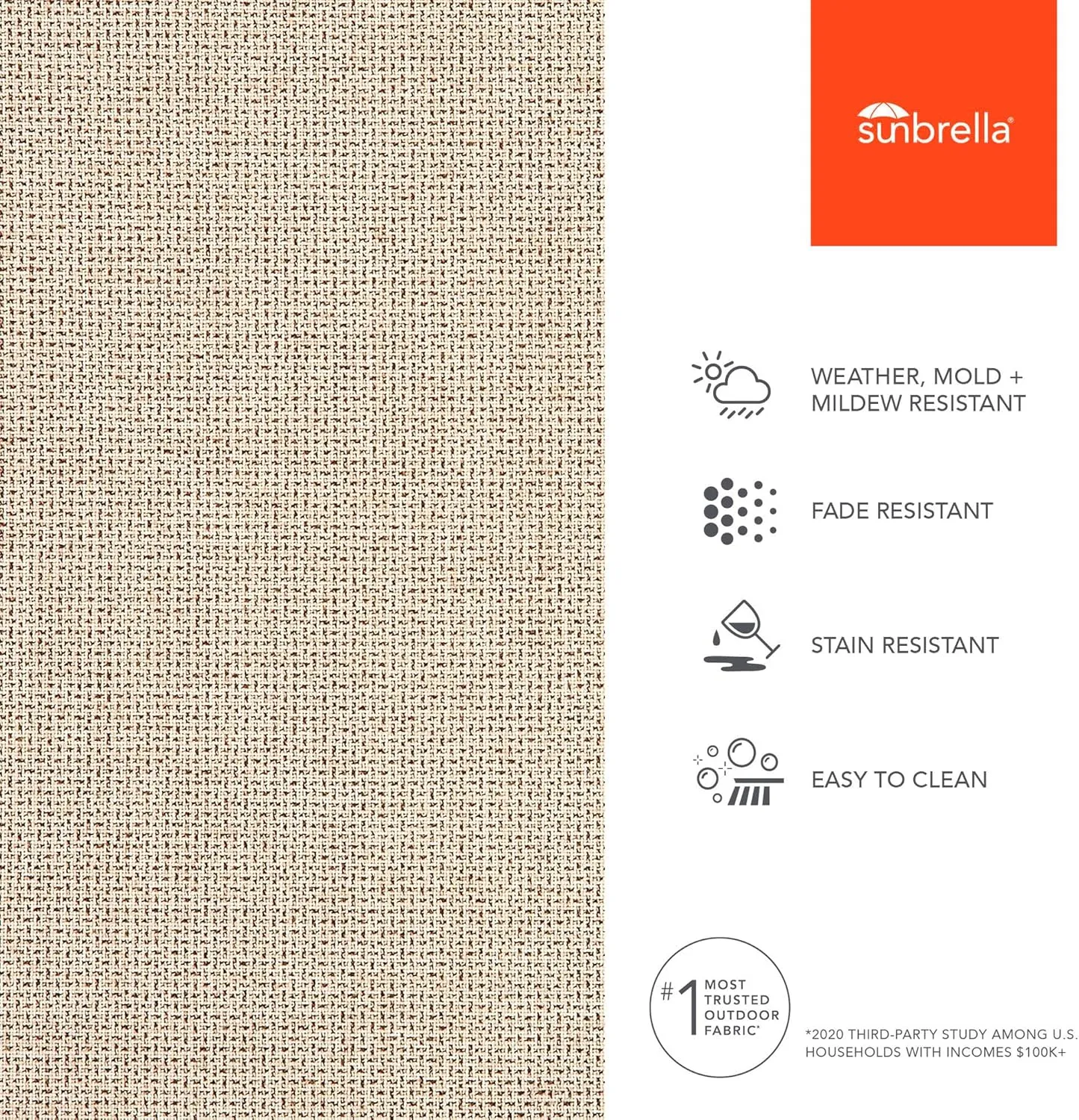 Sunbrella Solid Fabric by The Yard | Official Sunbrella Seller | Indoor or Outdoor Upholstery Fabric for Chairs, Cushions, Drapery, Pillows, Furniture | Bliss Sand