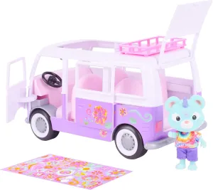 Sunny Days Entertainment Honey Bee Acres Rainbow Ridge Flower Groove Van – Purple Vehicle with Exclusive Unicorn Figure | Tie Dye Stickers to Customize Toy