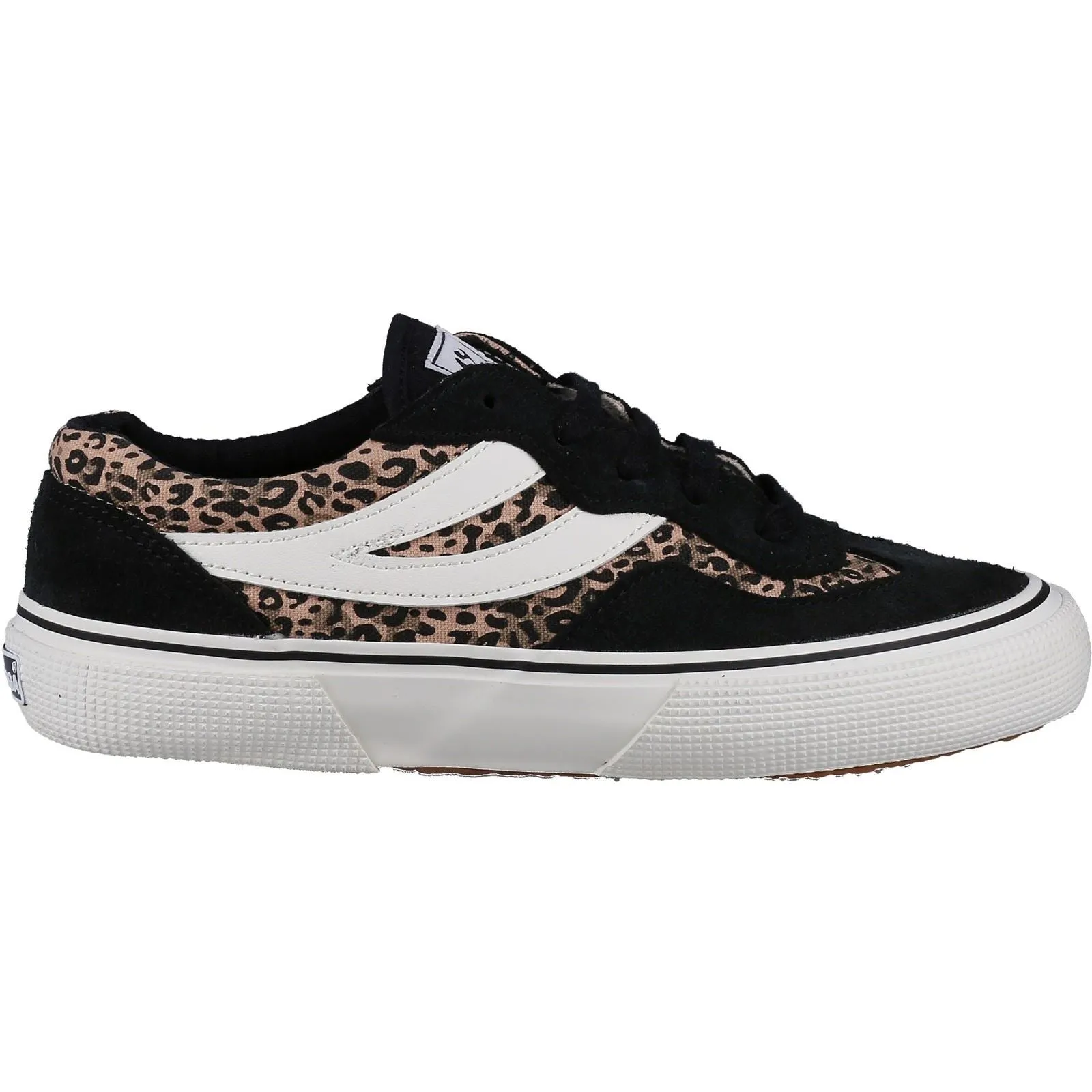Superga Women's 2941 Revolley Leopard Trainer in Black/Micro Leopard