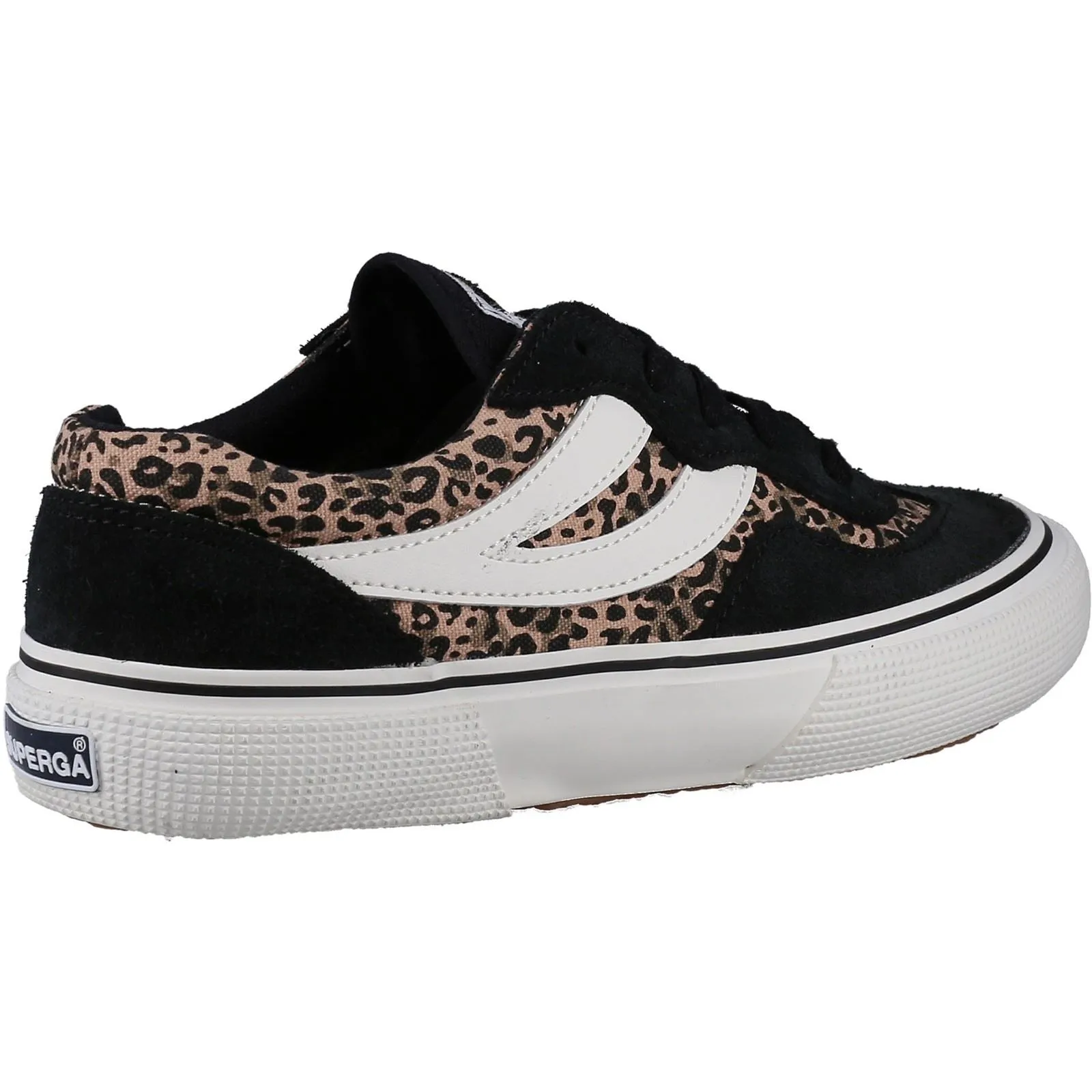 Superga Women's 2941 Revolley Leopard Trainer in Black/Micro Leopard