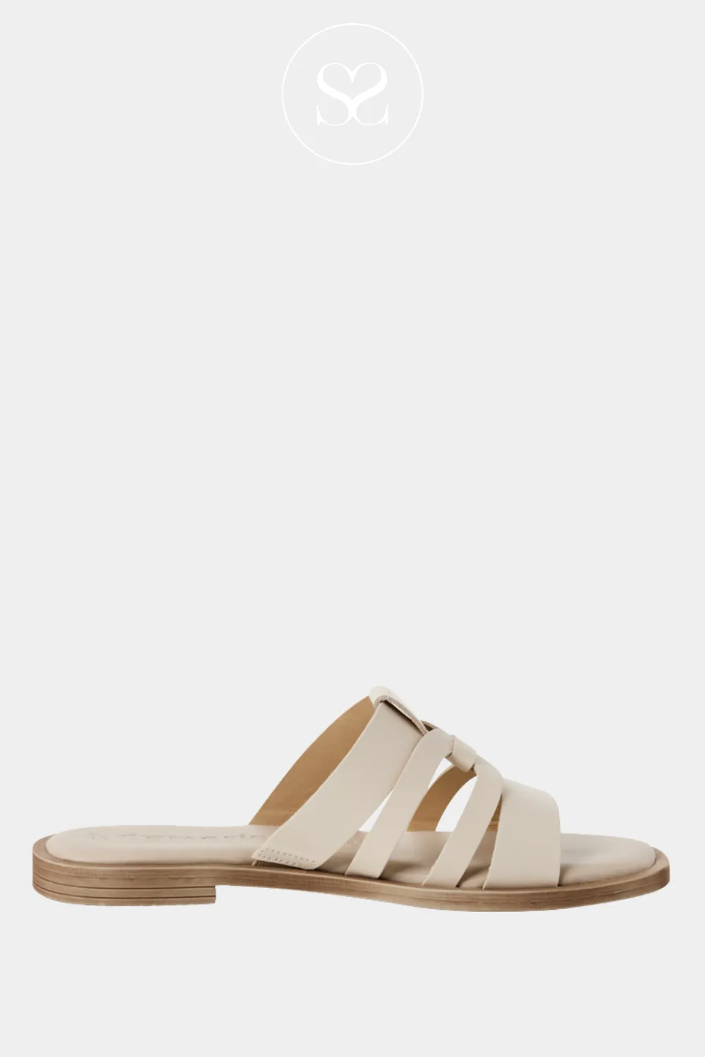TAMARIS 1-27103-42 IVORY LEATHER MULE SANDALS