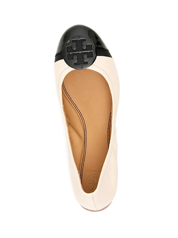 Tory Burch 63176 Minnie Cap Toe Ballet Flats Perfect Black