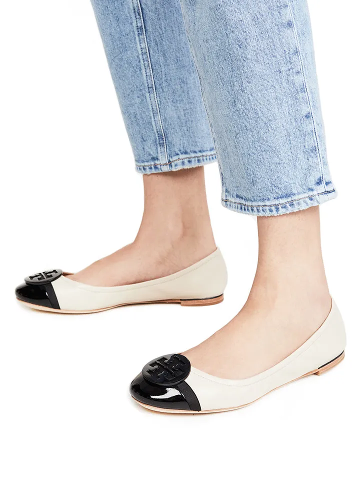 Tory Burch 63176 Minnie Cap Toe Ballet Flats Perfect Black