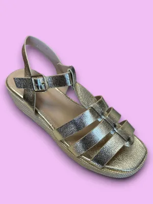 Tripple Strap Platform Sandal - Gold