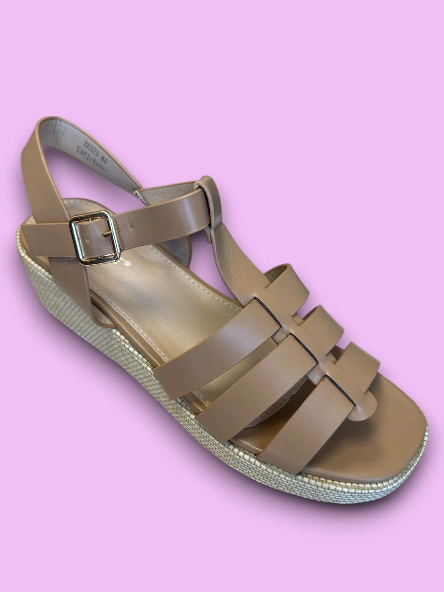 Tripple Strap Platform Sandal - Khaki