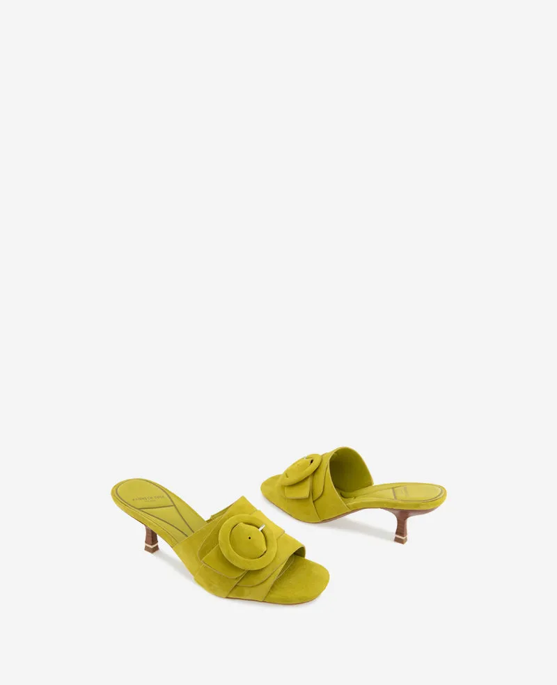 Valentina Suede Kitten Heel Slide Sandal