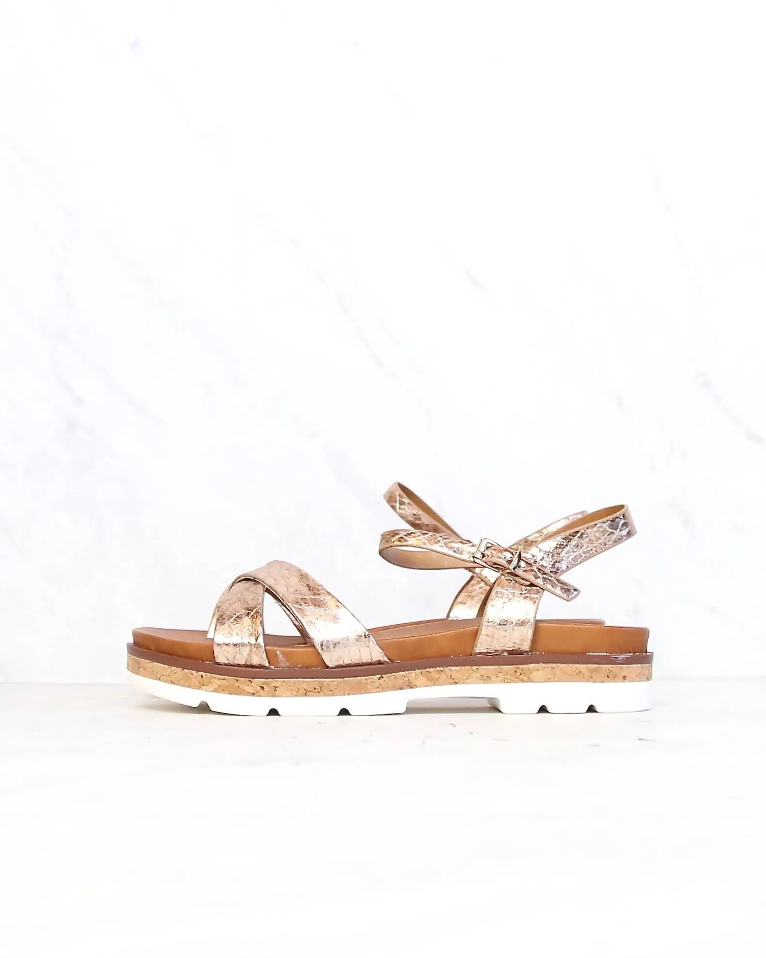 Very Volatile - Petite Ankle Strap Sandals in Rose Gold