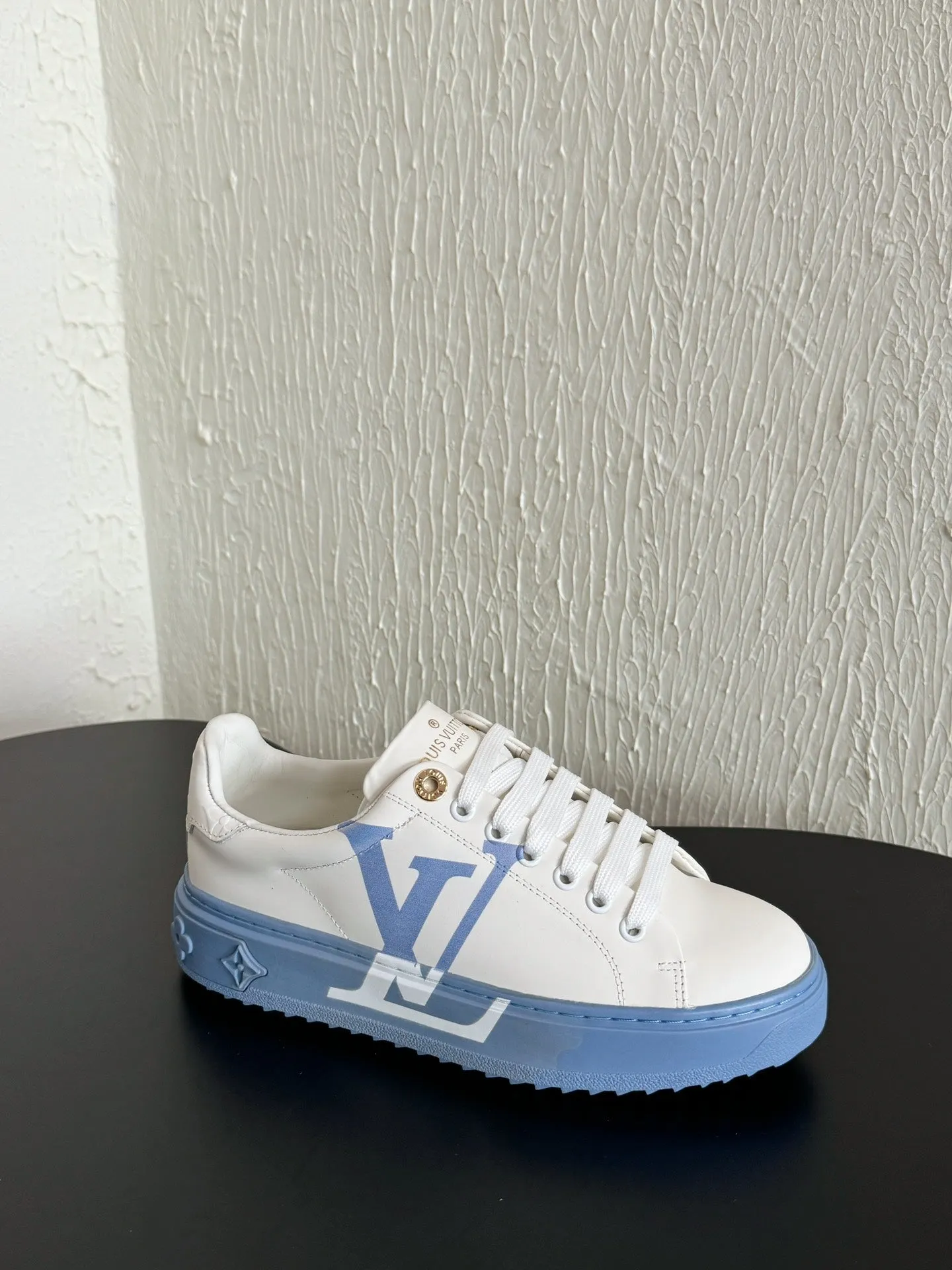 Vuitton Mix Calfskin Light  Sneakers Print Logo Cloud-based Out White Time On-time shipping Louis Blue