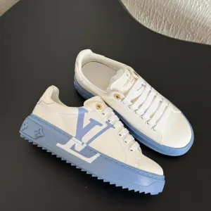 Vuitton Mix Calfskin Light  Sneakers Print Logo Cloud-based Out White Time On-time shipping Louis Blue