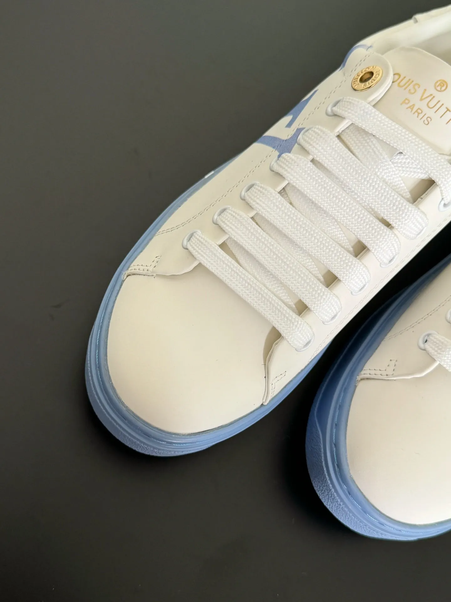Vuitton Mix Calfskin Light  Sneakers Print Logo Cloud-based Out White Time On-time shipping Louis Blue