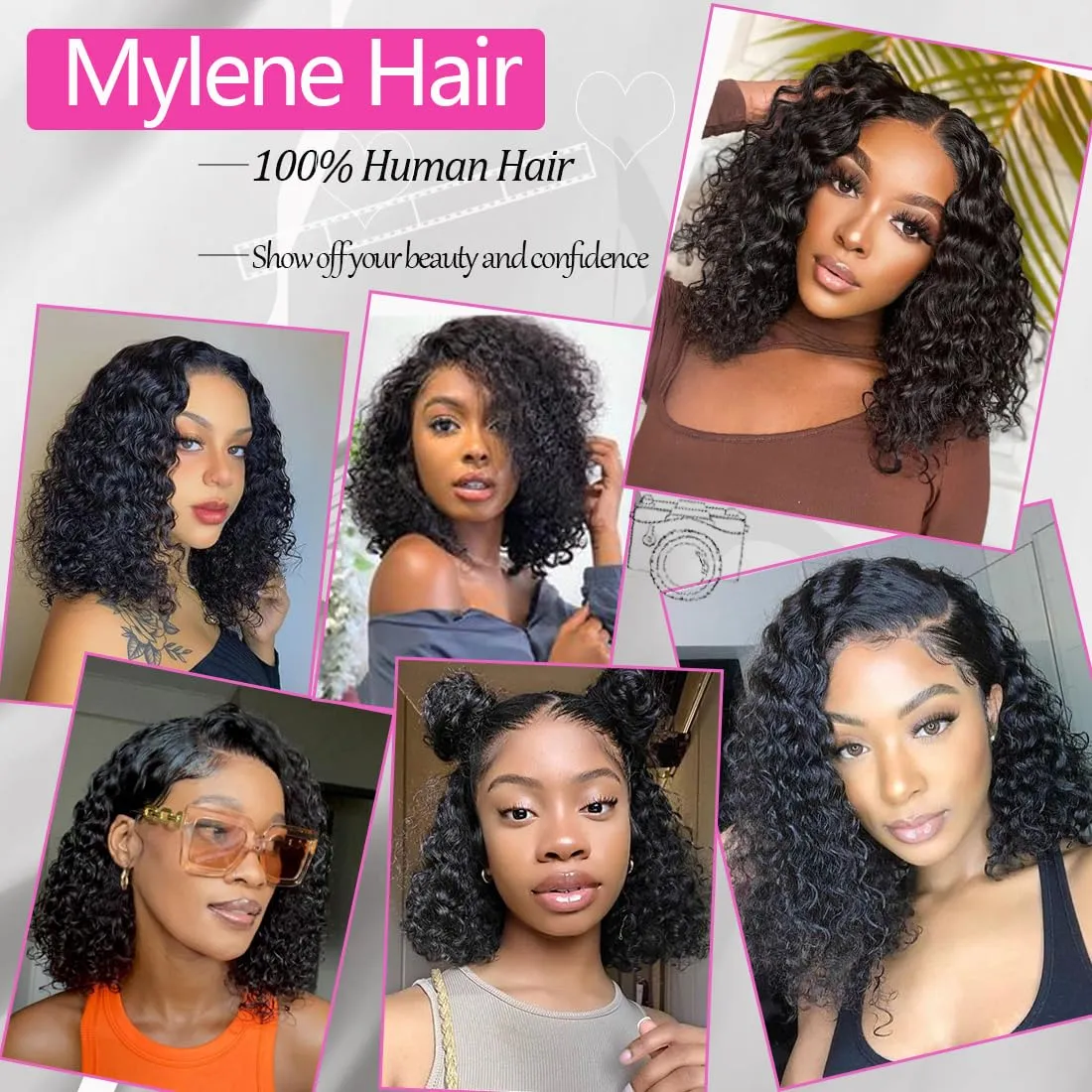 Wear and Go Glueless Wigs Bob Wig Human Hair Glueless Wigs Human Hair Pre Plucked Pre Cut for Beginners 180% Density Deep Wave Lace Front Wig Human Hair Natural Black 10Inches