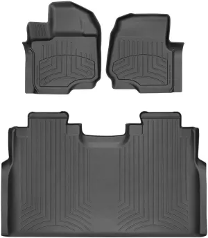 WeatherTech FloorLiner HP Custom Fit Floor Mats for Ford F-150, F-150 Raptor, F-150 Lightning (Crew Cab, Bucket Seats) w/o Fold Flat Storage - 1st & 2nd Row (44697-1-2IM), Black