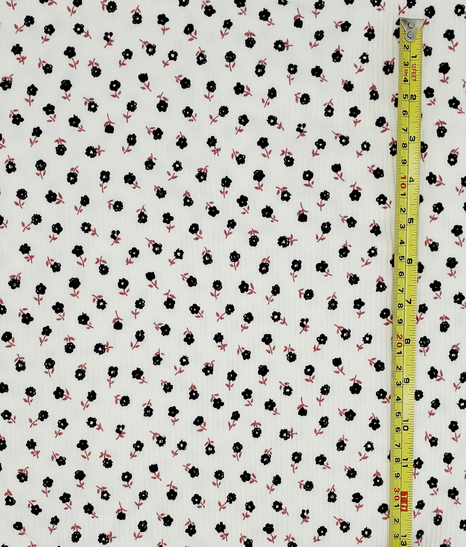 White and Pink Ditsy Floral Rib