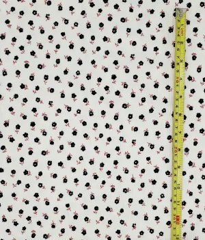 White and Pink Ditsy Floral Rib