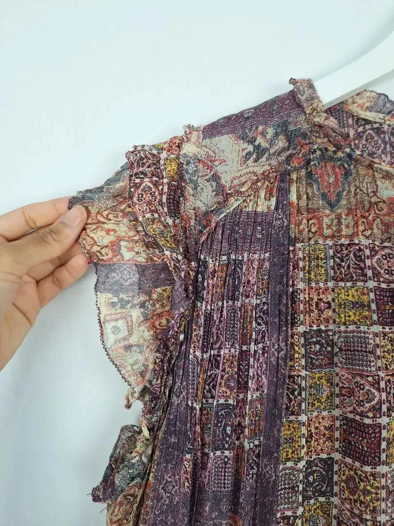 Witchery Boho Soft Tied Neck Top Size 10