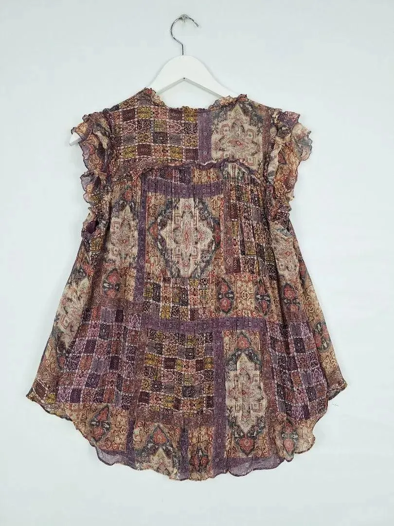 Witchery Boho Soft Tied Neck Top Size 10
