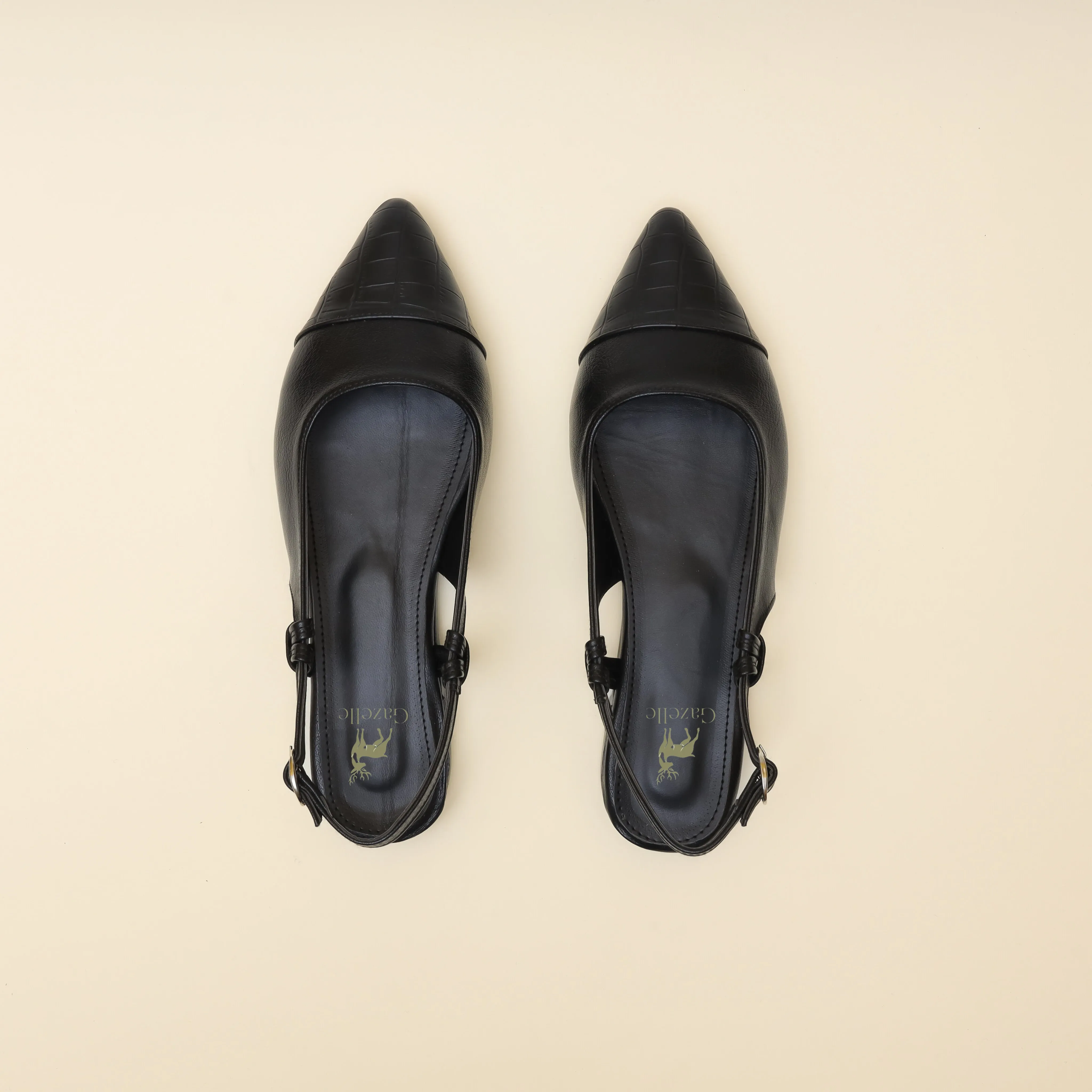 Women Black Pointed Flat Sandal