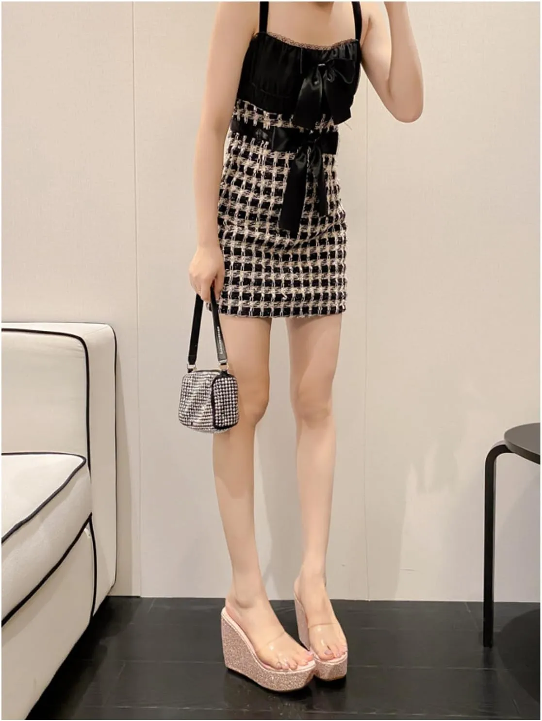 Women Platform Wedge Slippers Sandal Comfortable and Non-Slip Round Toe Open Slip On Transparent PU Noodle Glitter Sole Chunky Lippers Suitable Summer Parties Outdoor Sexy Dress