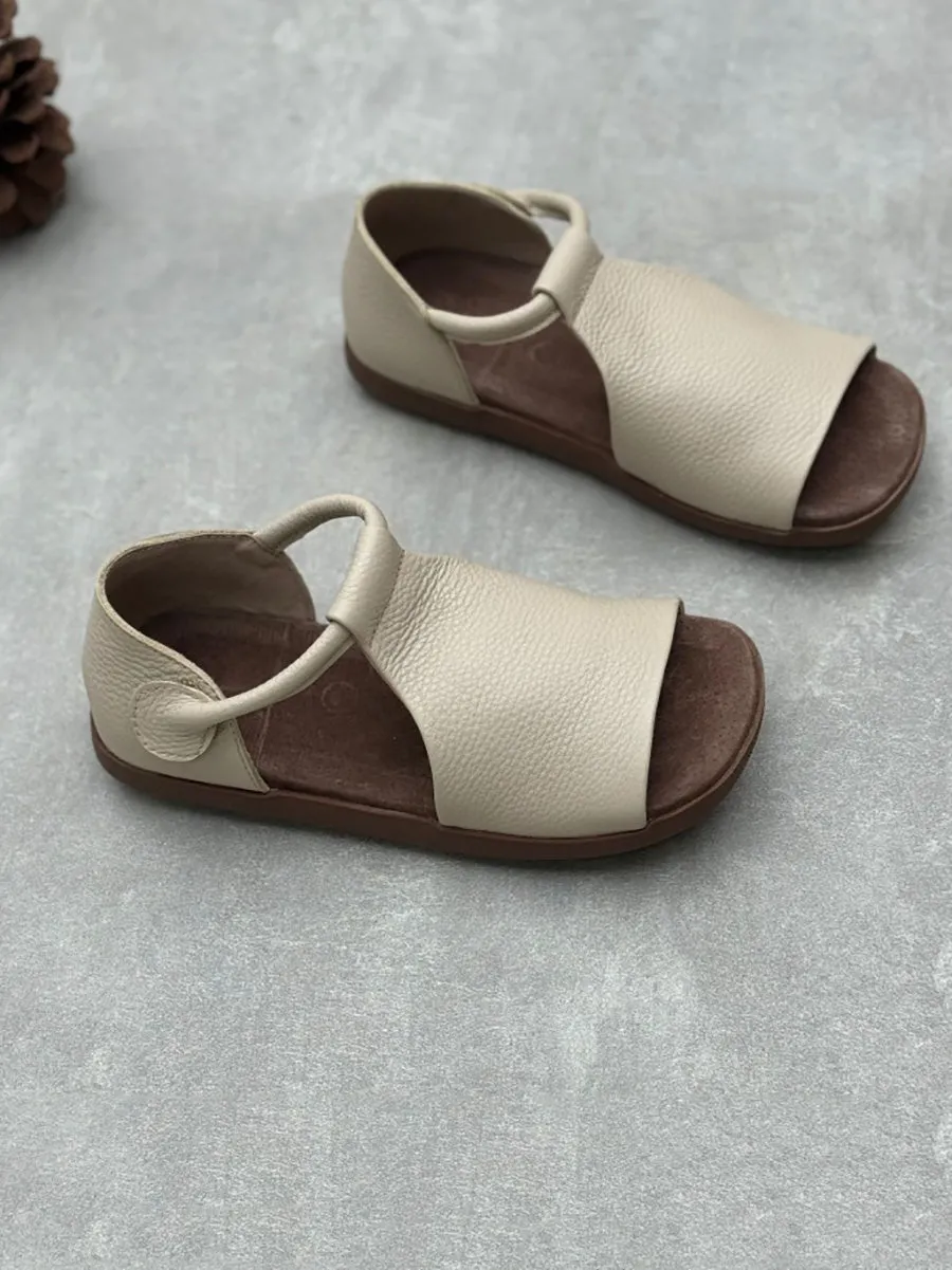 Women Summer Soft Genuine Leather Flat Sandals GEM564