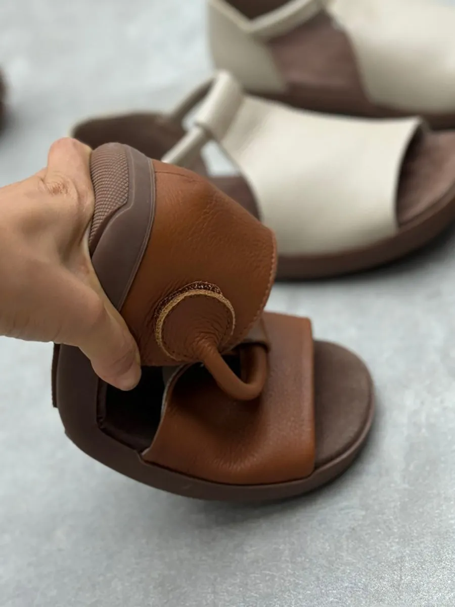 Women Summer Soft Genuine Leather Flat Sandals GEM564