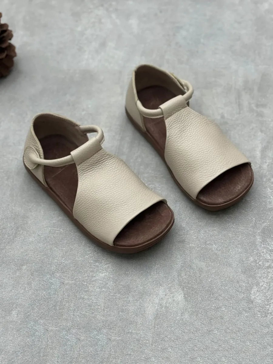 Women Summer Soft Genuine Leather Flat Sandals GEM564