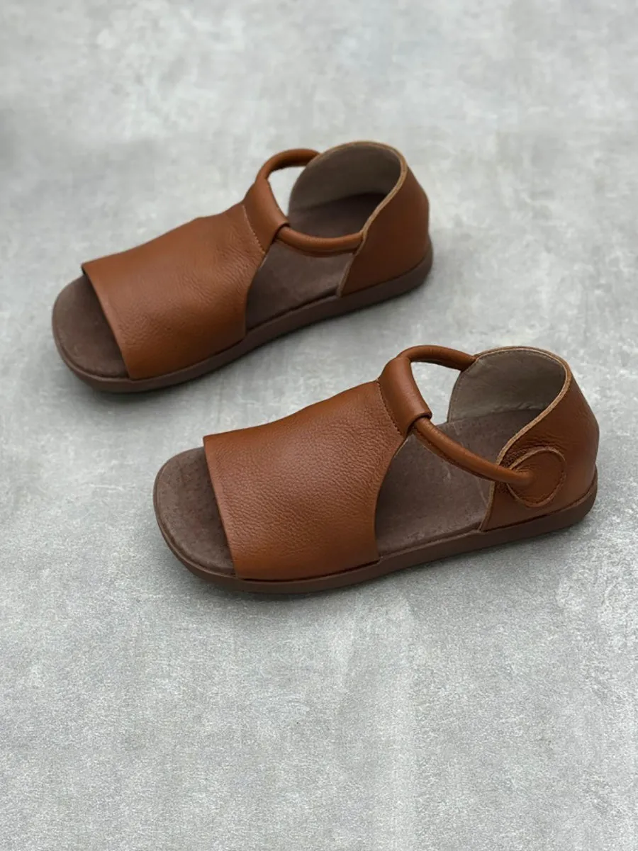 Women Summer Soft Genuine Leather Flat Sandals GEM564