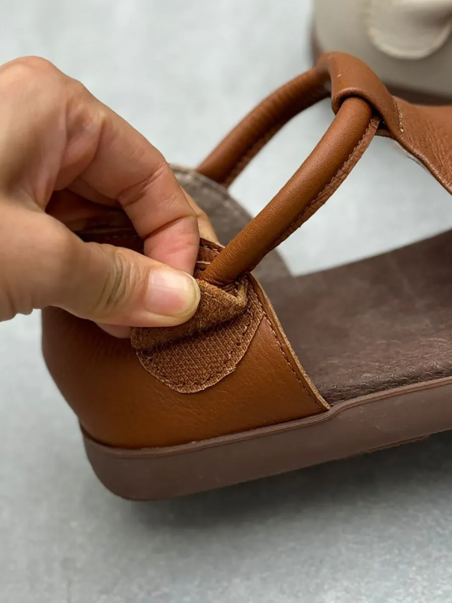 Women Summer Soft Genuine Leather Flat Sandals GEM564