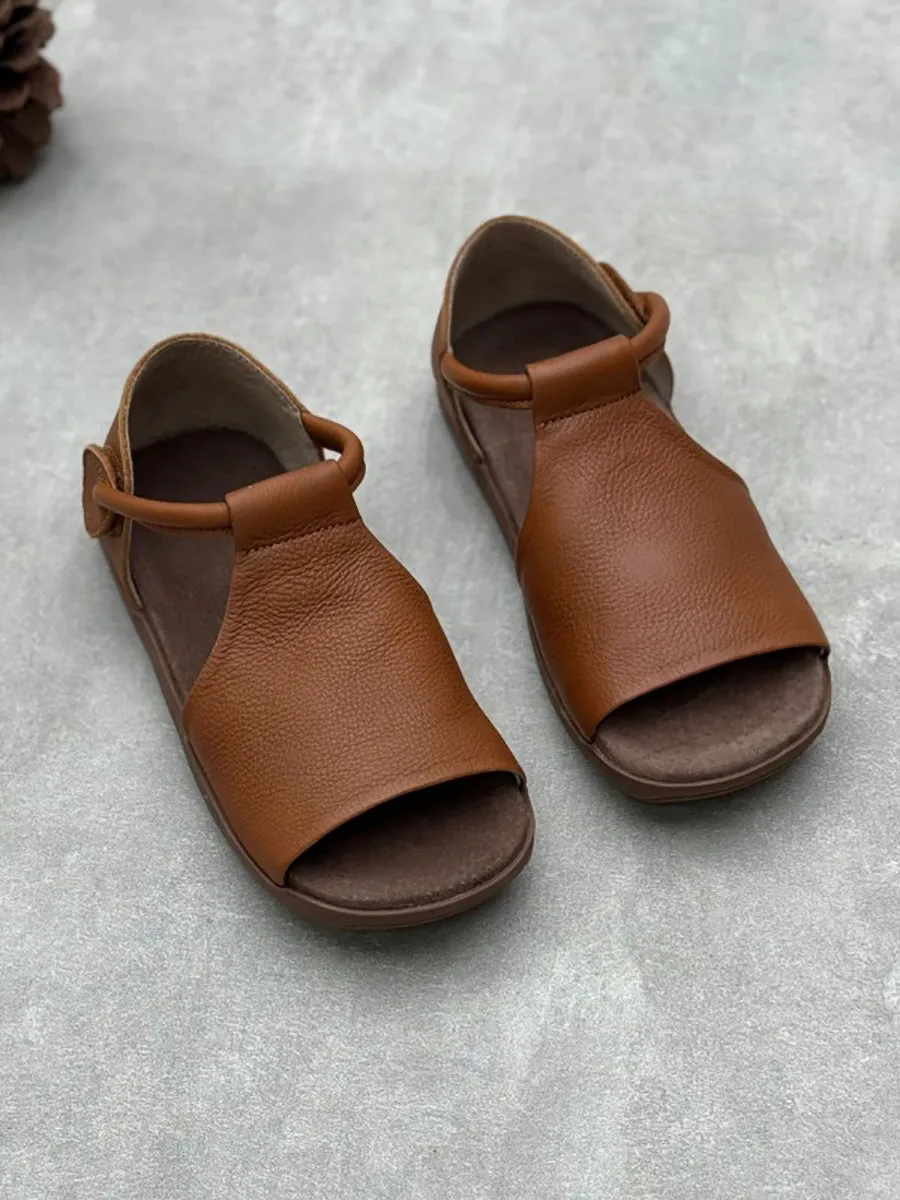 Women Summer Soft Genuine Leather Flat Sandals GEM564