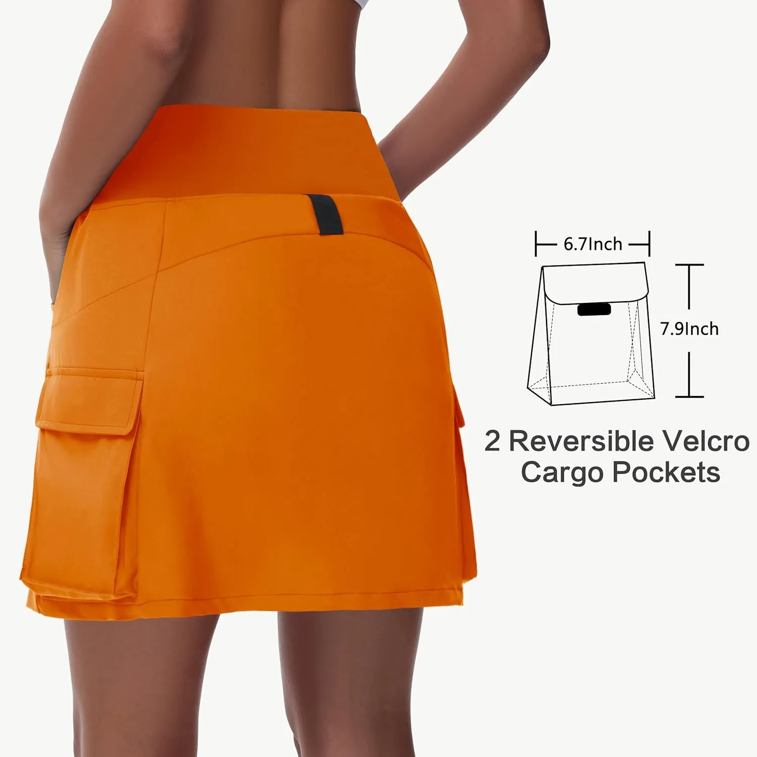 Women's 16" 20" Hiking Cargo Skort Skirt - High Waisted Golf Dressy Casual Workout Sport Skirt with Liner Quick Dry