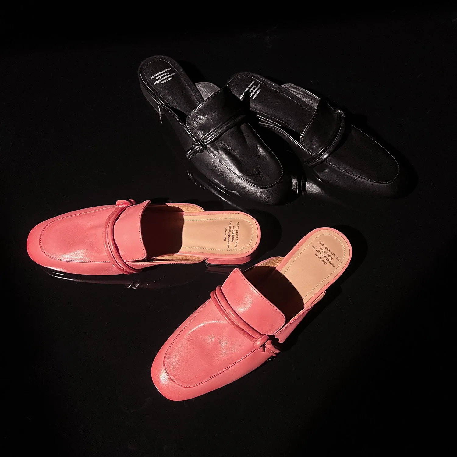 Women's Cloesed Toe Low Heels Leather Flat Mules For Office
