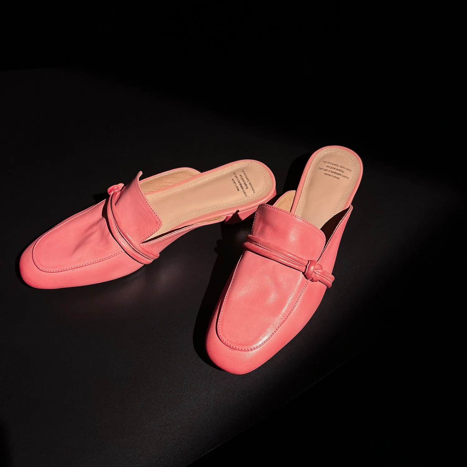 Women's Cloesed Toe Low Heels Leather Flat Mules For Office