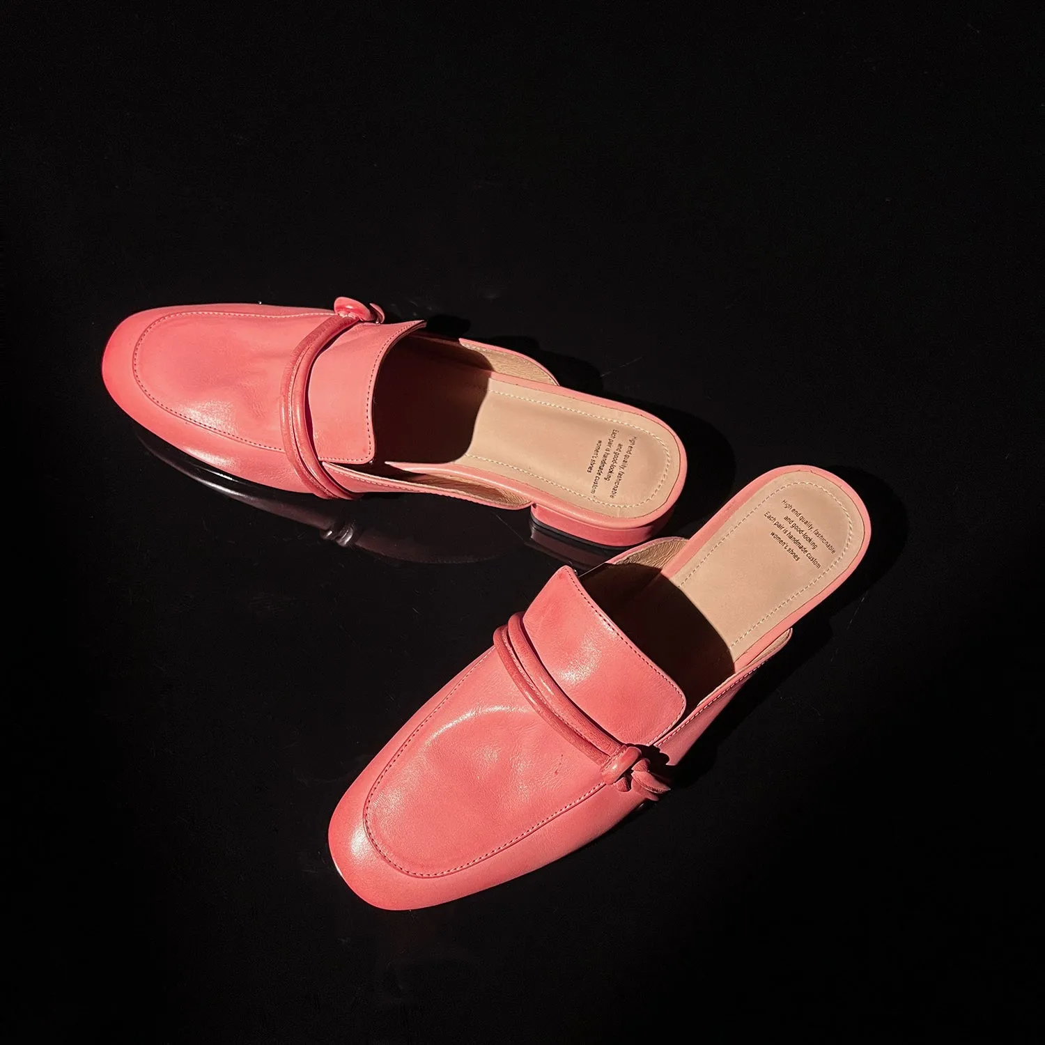 Women's Cloesed Toe Low Heels Leather Flat Mules For Office