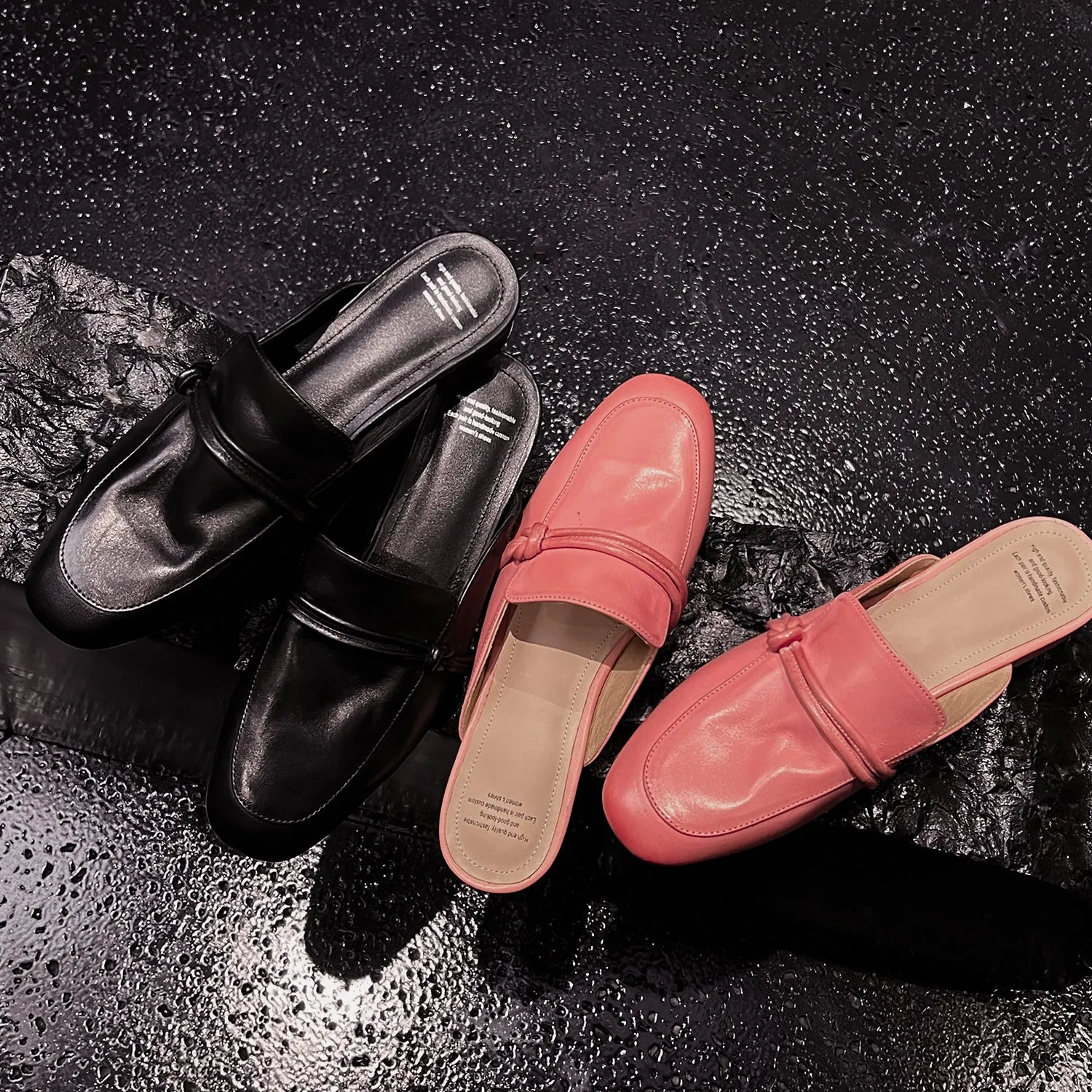 Women's Cloesed Toe Low Heels Leather Flat Mules For Office