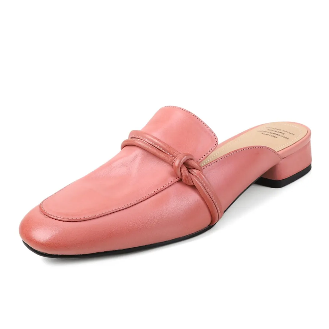 Women's Cloesed Toe Low Heels Leather Flat Mules For Office