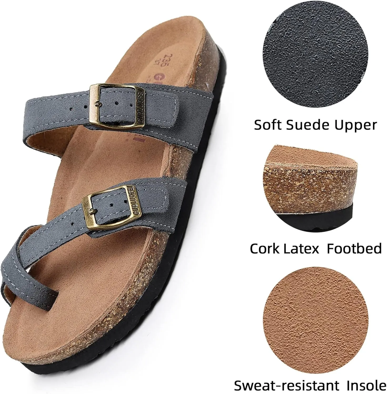 Women's Cork Footbed Slide Sandals With Arch Support,Comfortable Summer Beach Sandals For Women Girls Ladies