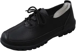 Women's Flat Shoes Lace Up Comfortable and Soft Oxford Non-Slip Brogues Shoes ，Business Casual Work